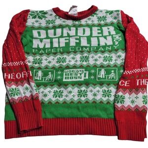 The Office Dunder Mifflin Ugly Christmas Sweater Men's Small 100% Cotton Holiday